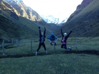 Jumping for joy before our hardest day of the trek